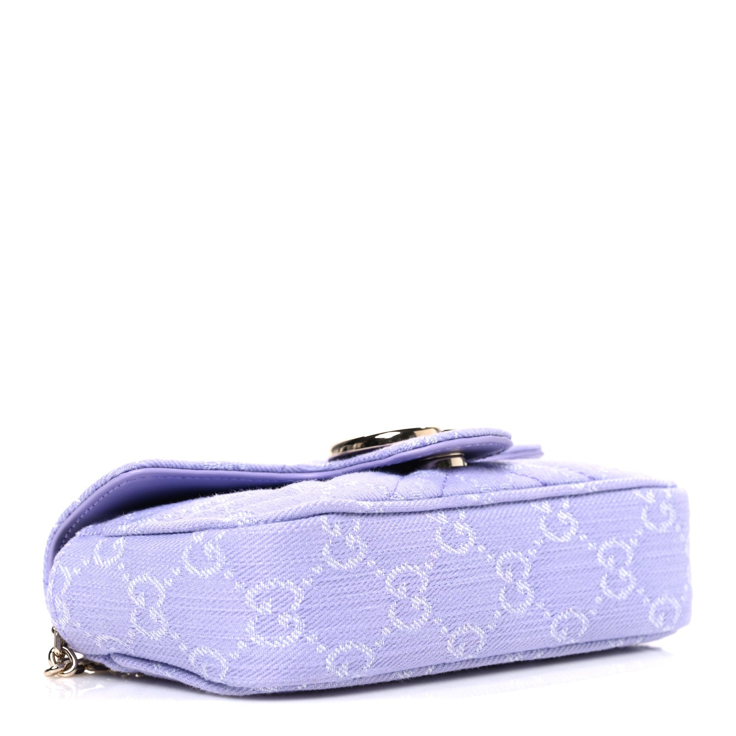 Gucci Denim GG Monogram Mini GG Marmont Shoulder Bag Light Purple
