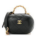 Chanel Lambskin Quilted CC Bubble Vanity Case With Chain Black