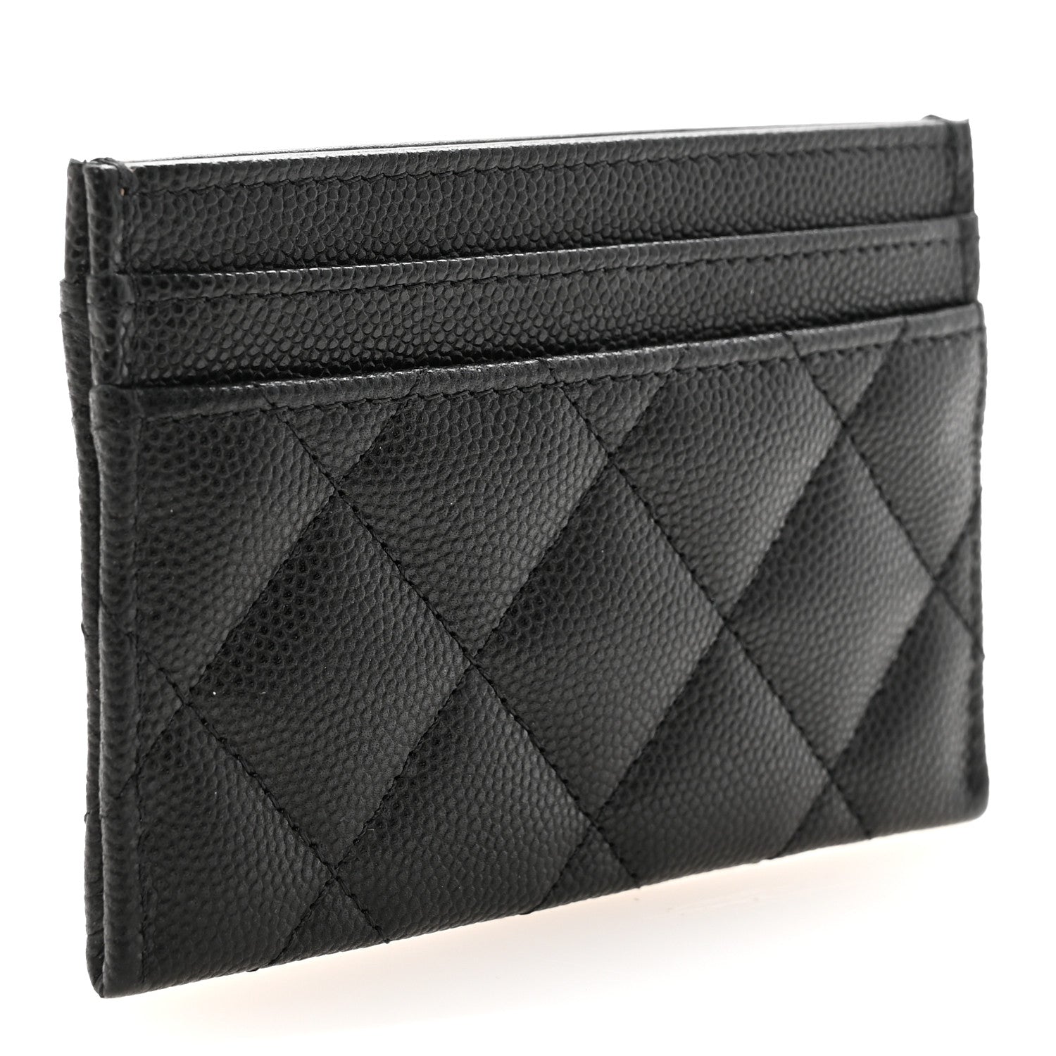Caviar Quilted Crystal Card Holder Black