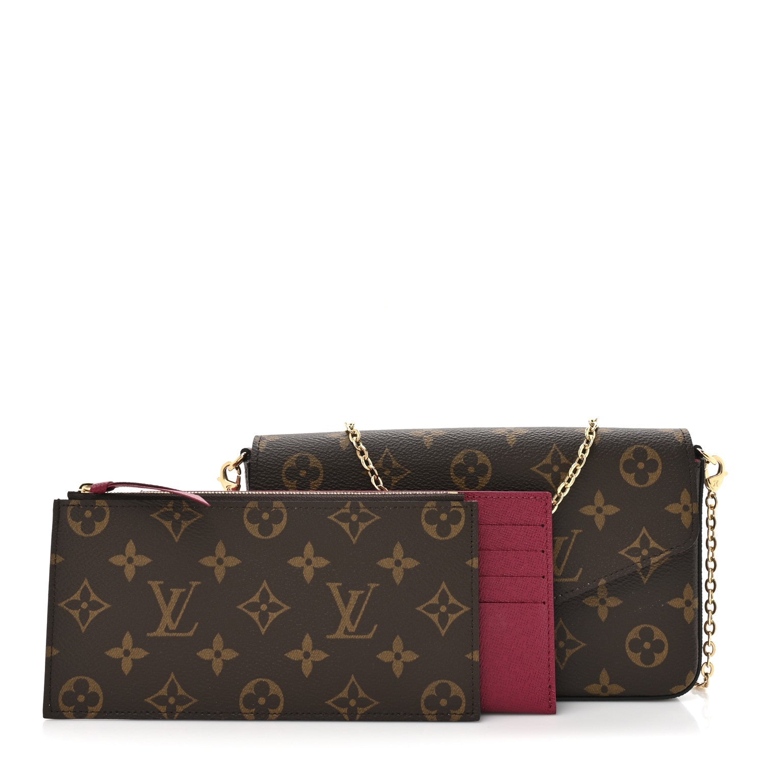 Louis Vuitton Monogram Pochette Felicie Chain Wallet Fuchsia