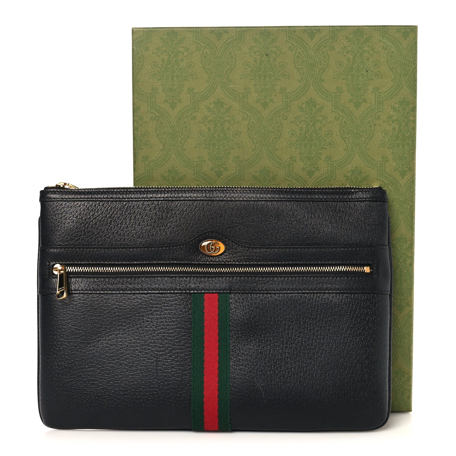 Gucci Calfskin Large Ophidia Pouch Clutch Black