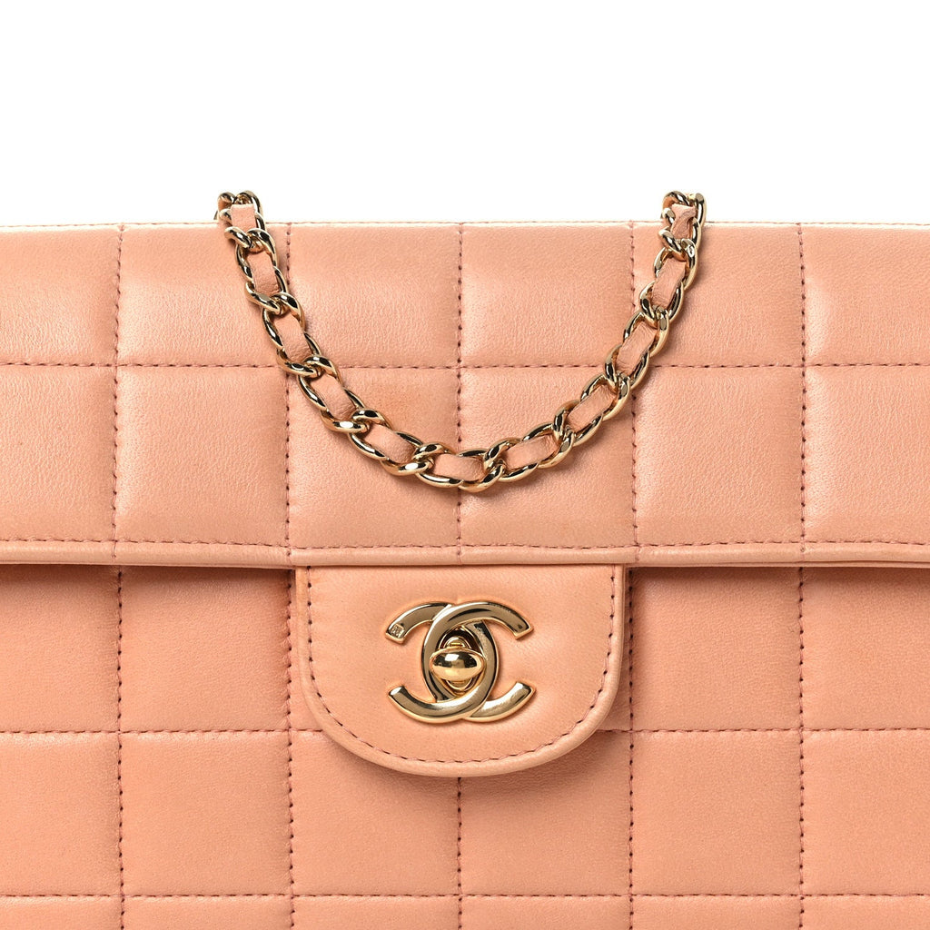 Chanel Lambskin East West Chocolate Bar Flap Light Orange