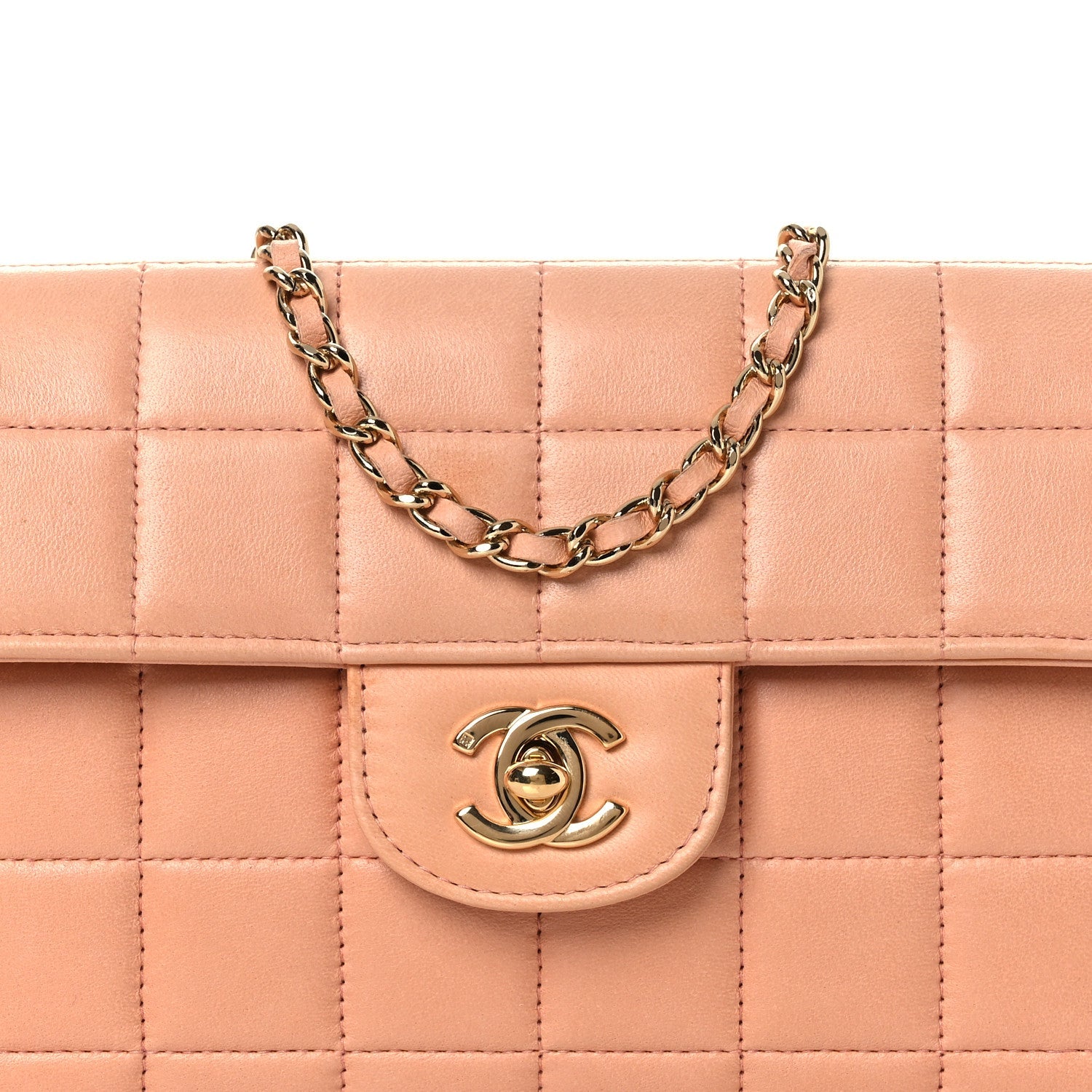 Chanel Lambskin East West Chocolate Bar Flap Light Orange