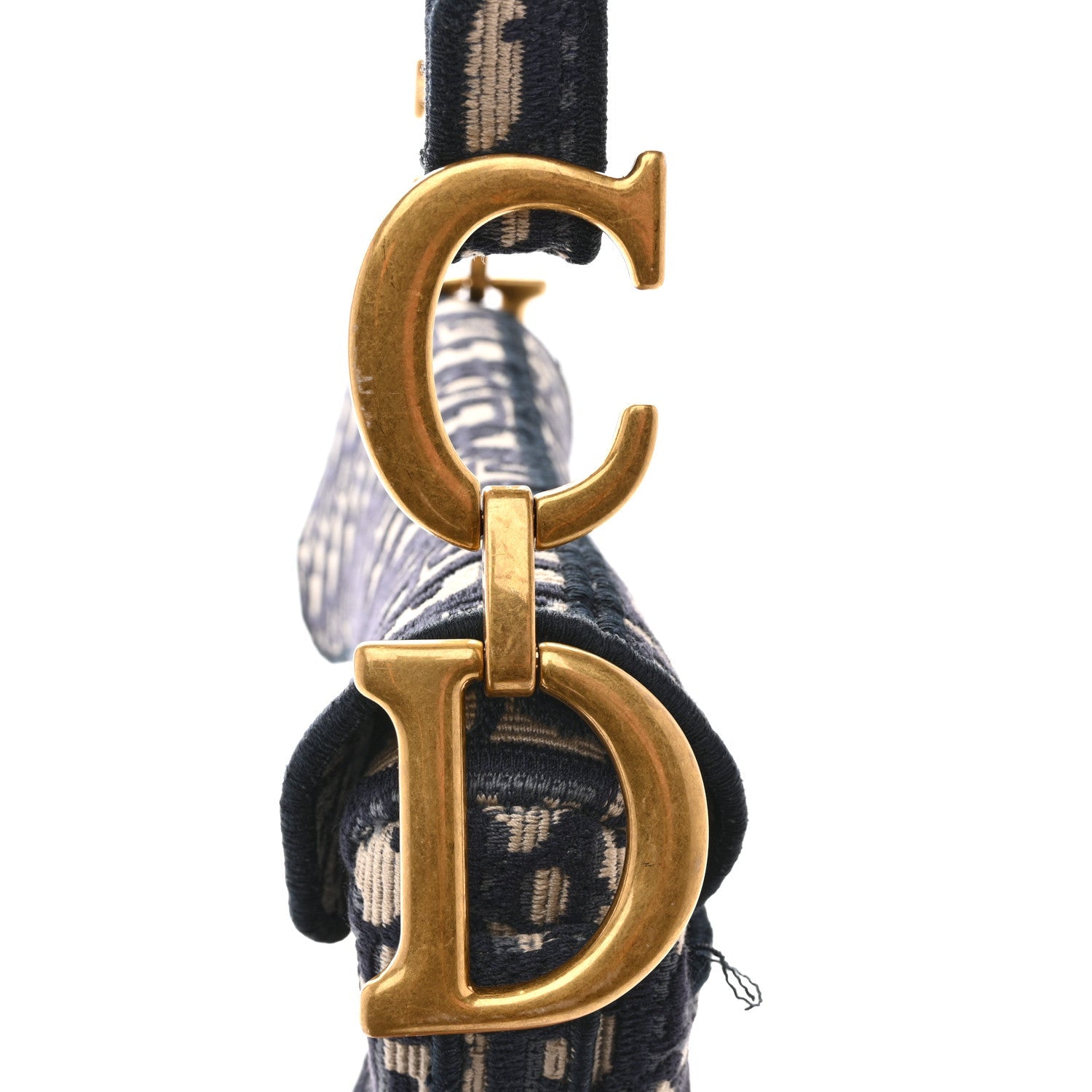 Christian Dior Oblique Embroidered Saddle Bag Blue