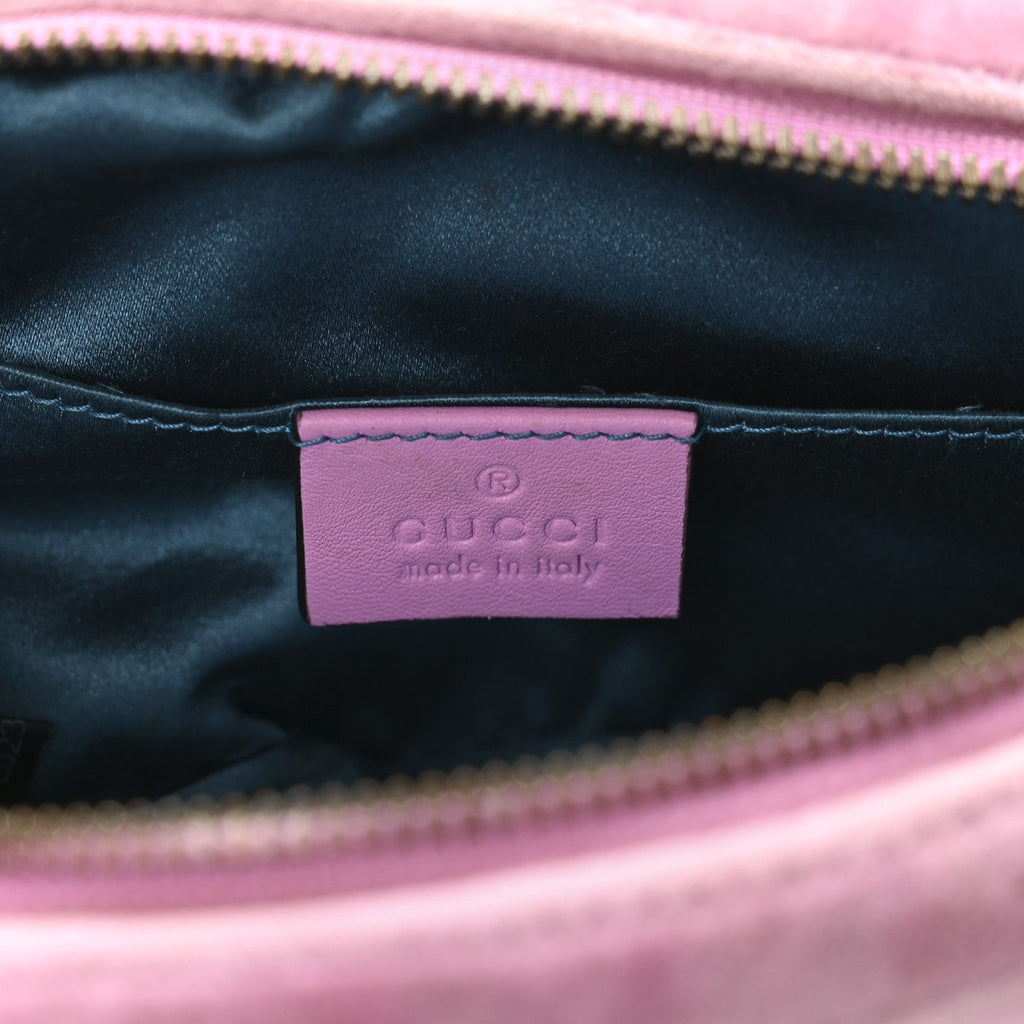 Gucci Velvet Matelasse Marquise Crystals GG Marmont Belt Bag 85 34 Malva