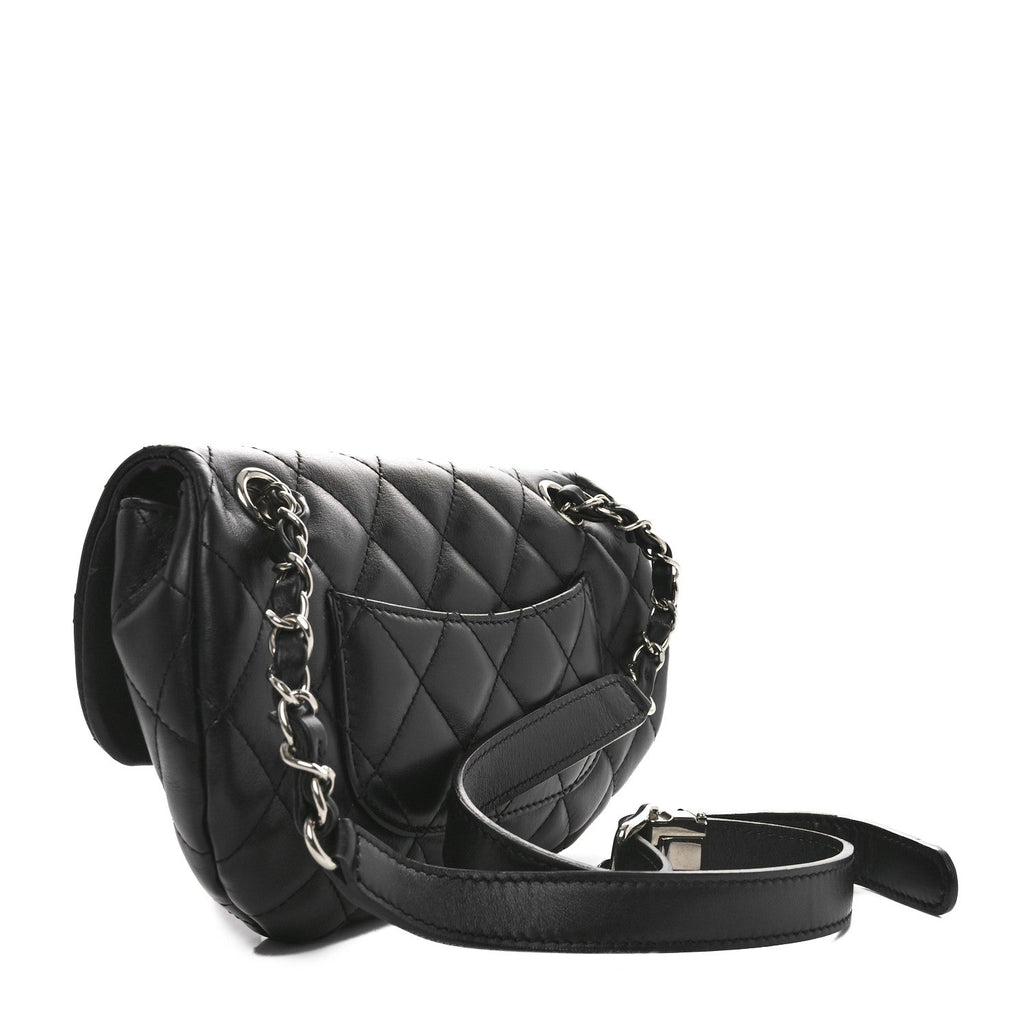 Chanel Calfskin Quilted CC Uniform Flap Belt Bag Black