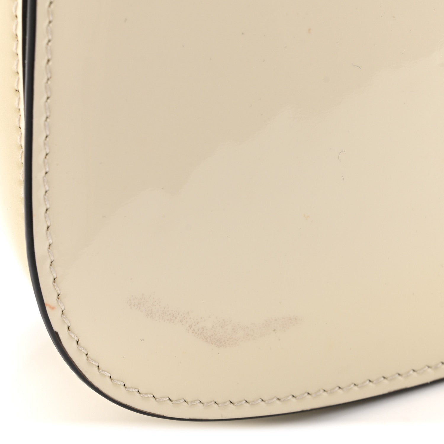 Gucci Patent Crystal Mini Bamboo 1947 Top Handle Chain Bag White