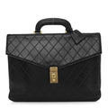 Chanel Lambskin Stitched Briefcase Bag Black