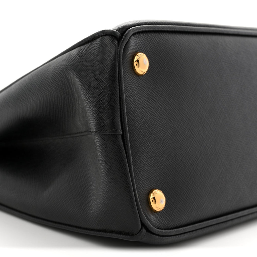 Prada Saffiano Small Galleria Double Zip Tote Black