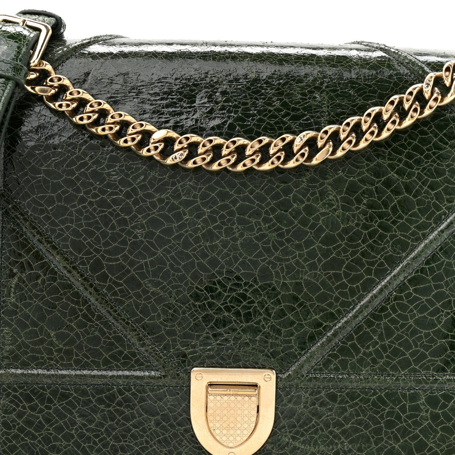 Christian Dior Ceramic Effect Deerskin Large Diorama Flap Bag Malachite Green