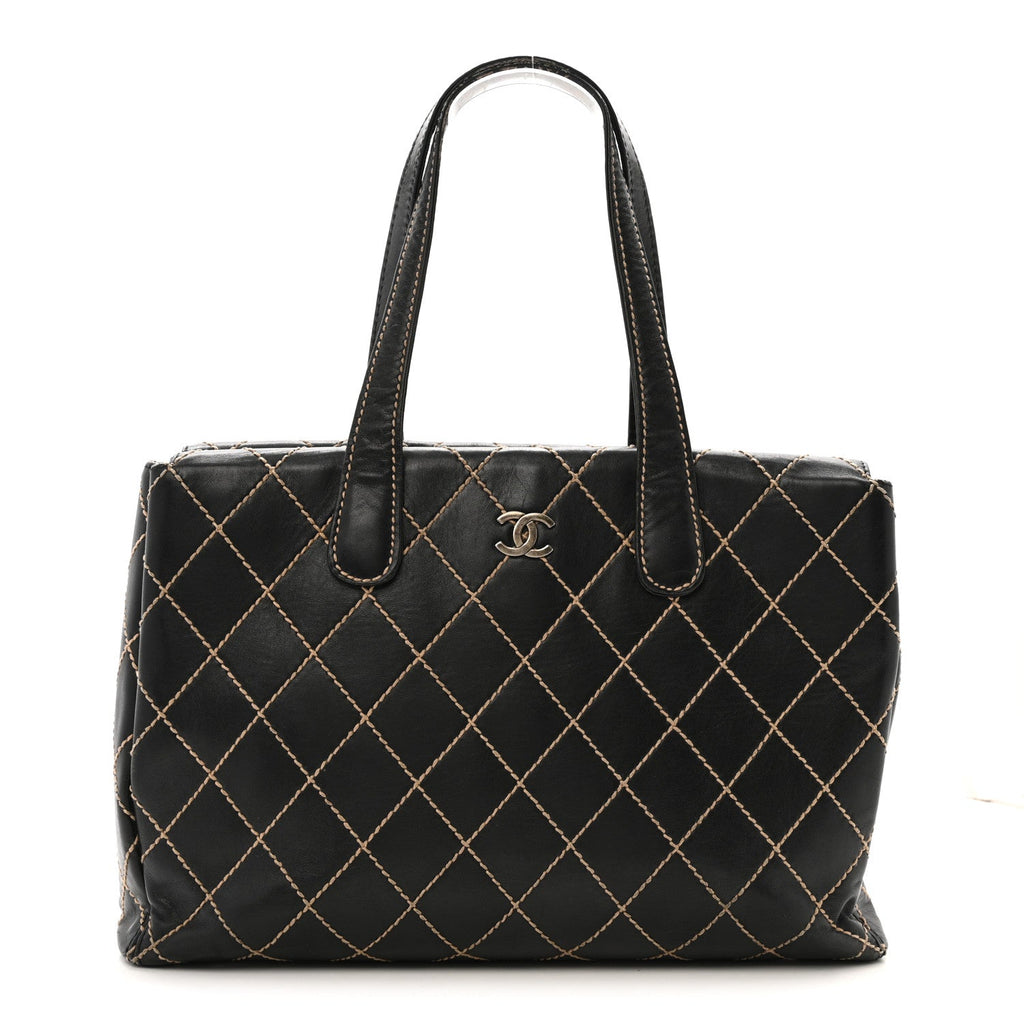 Chanel Calfskin Wild Stitch Large Tote Black