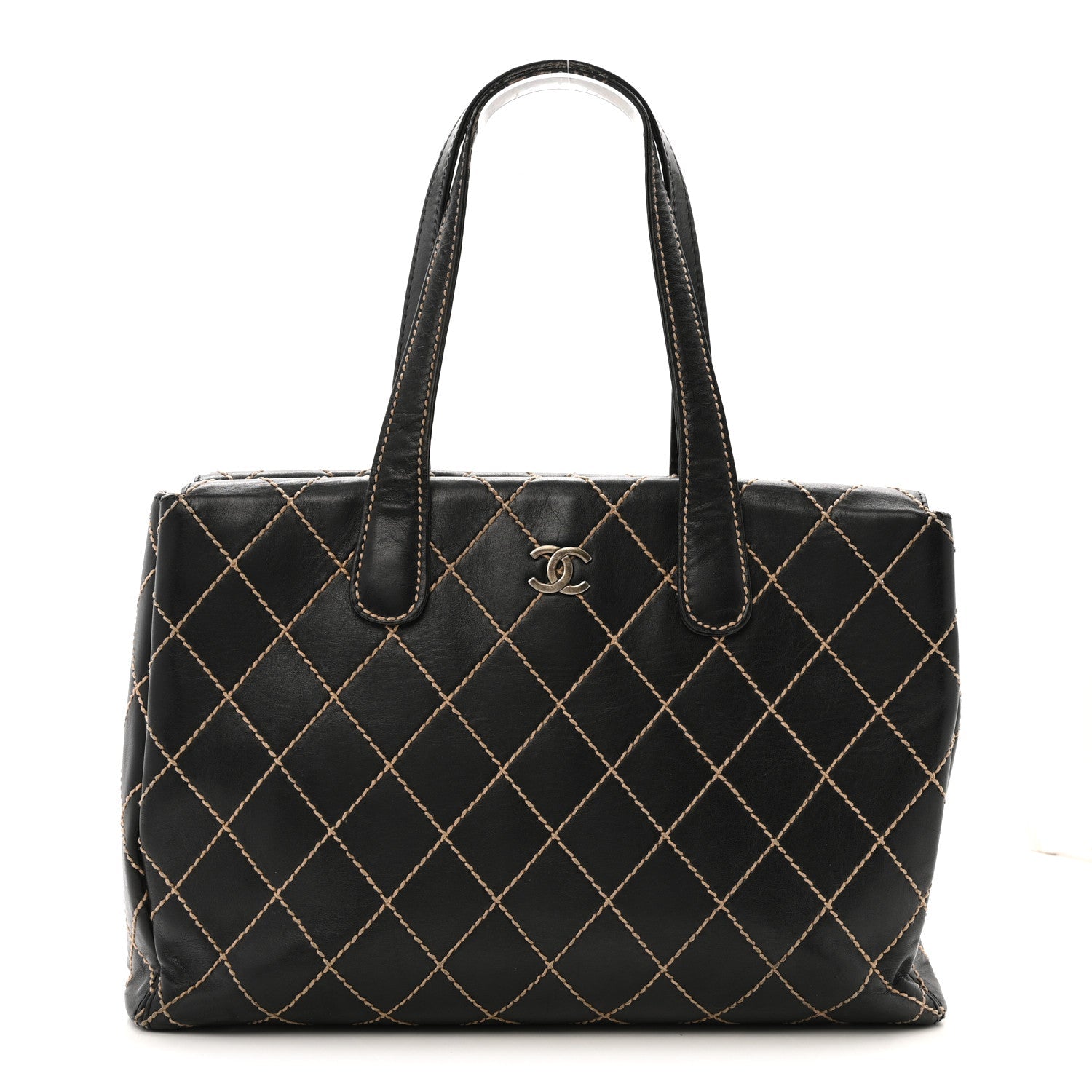 Chanel Calfskin Wild Stitch Large Tote Black