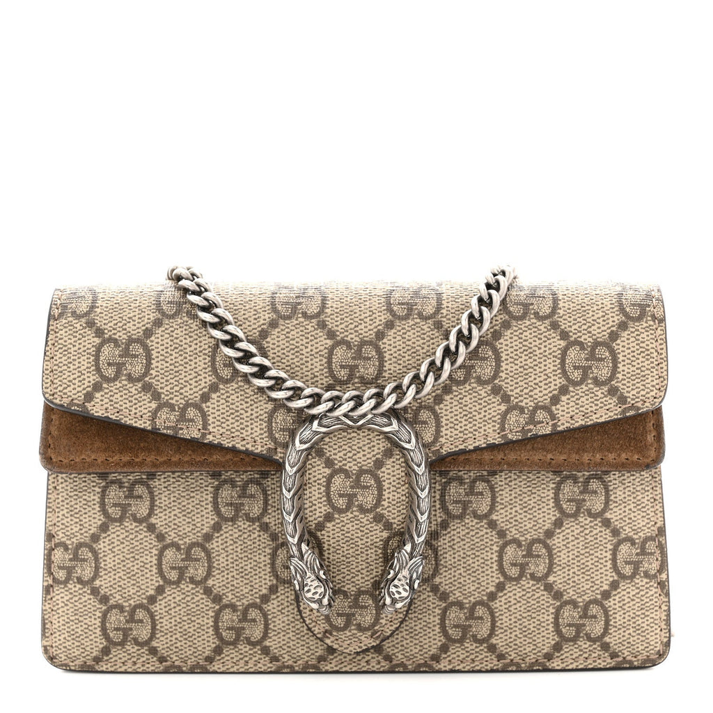 Gucci GG Supreme Monogram Super Mini Dionysus Shoulder Bag Taupe