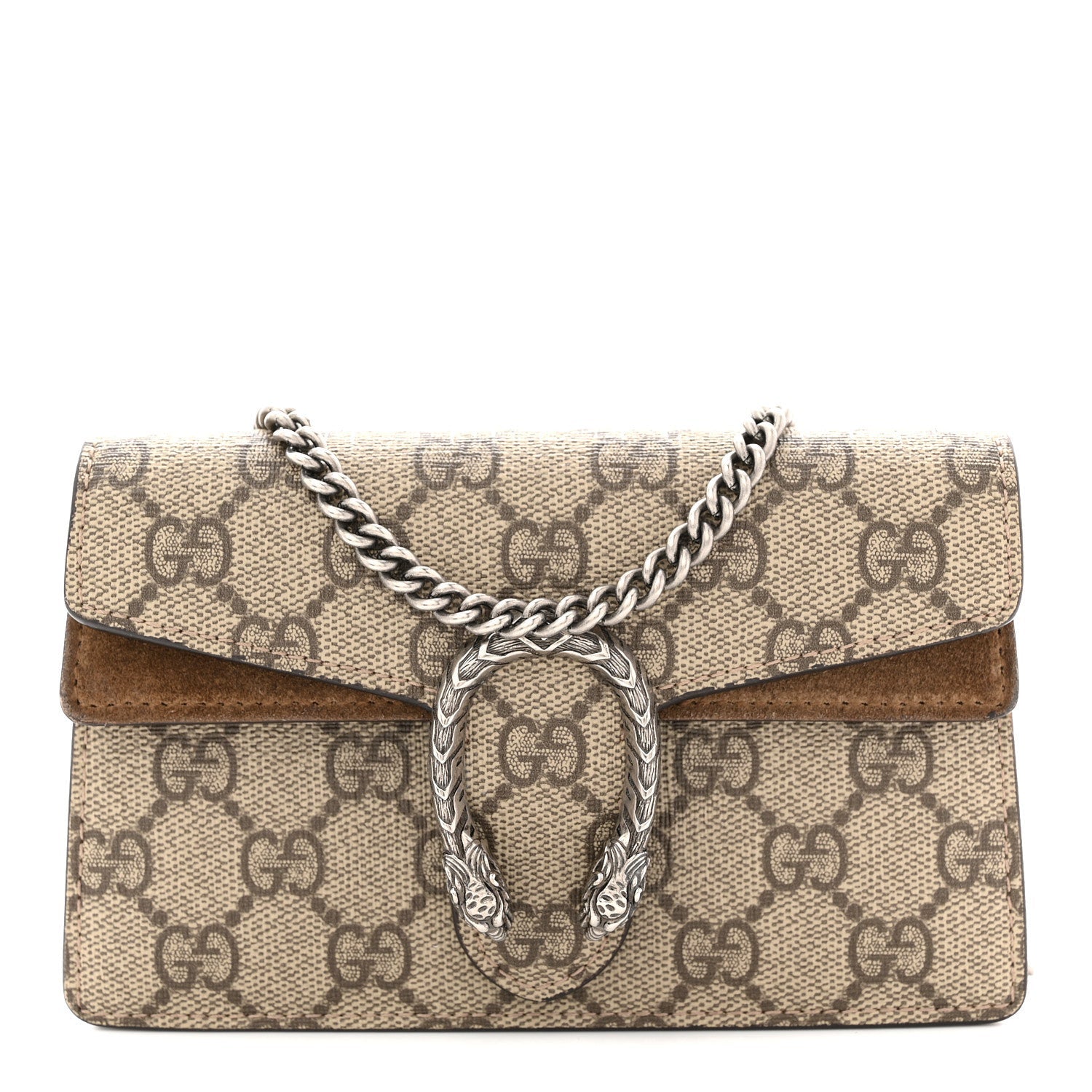 Gucci GG Supreme Monogram Super Mini Dionysus Shoulder Bag Taupe