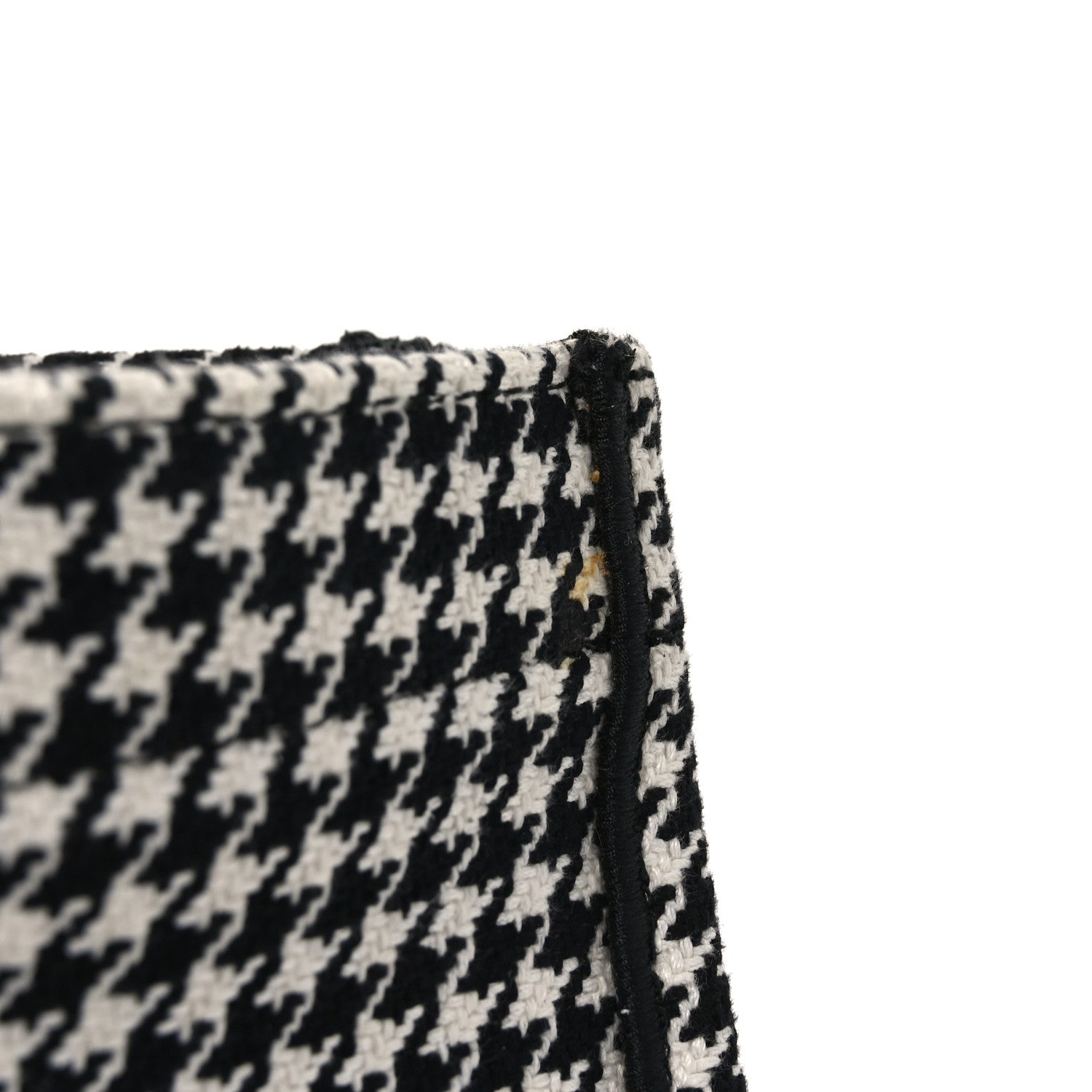 Christian Dior Canvas Houndstooth Embroidered Book Tote Black White
