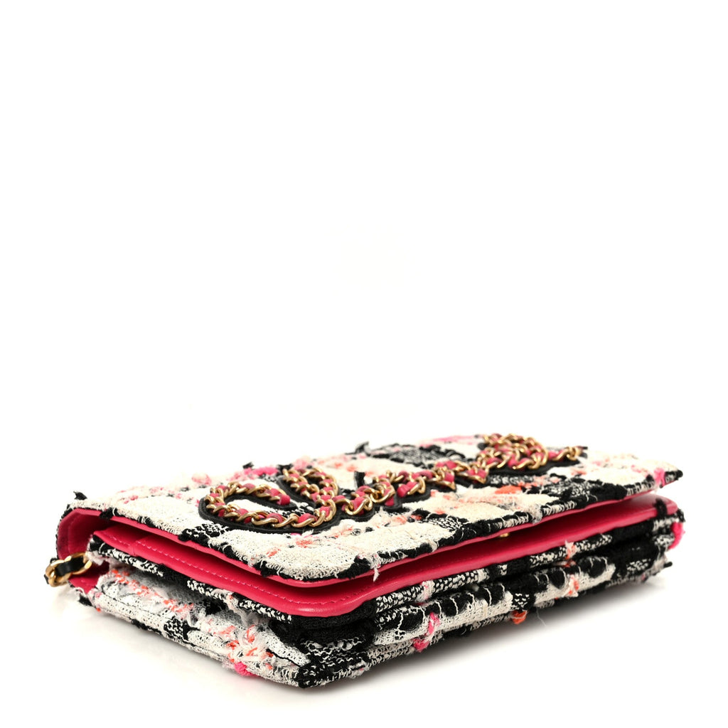 Chanel Tweed Calfskin Signe Wallet On Chain WOC Black Pink Orange