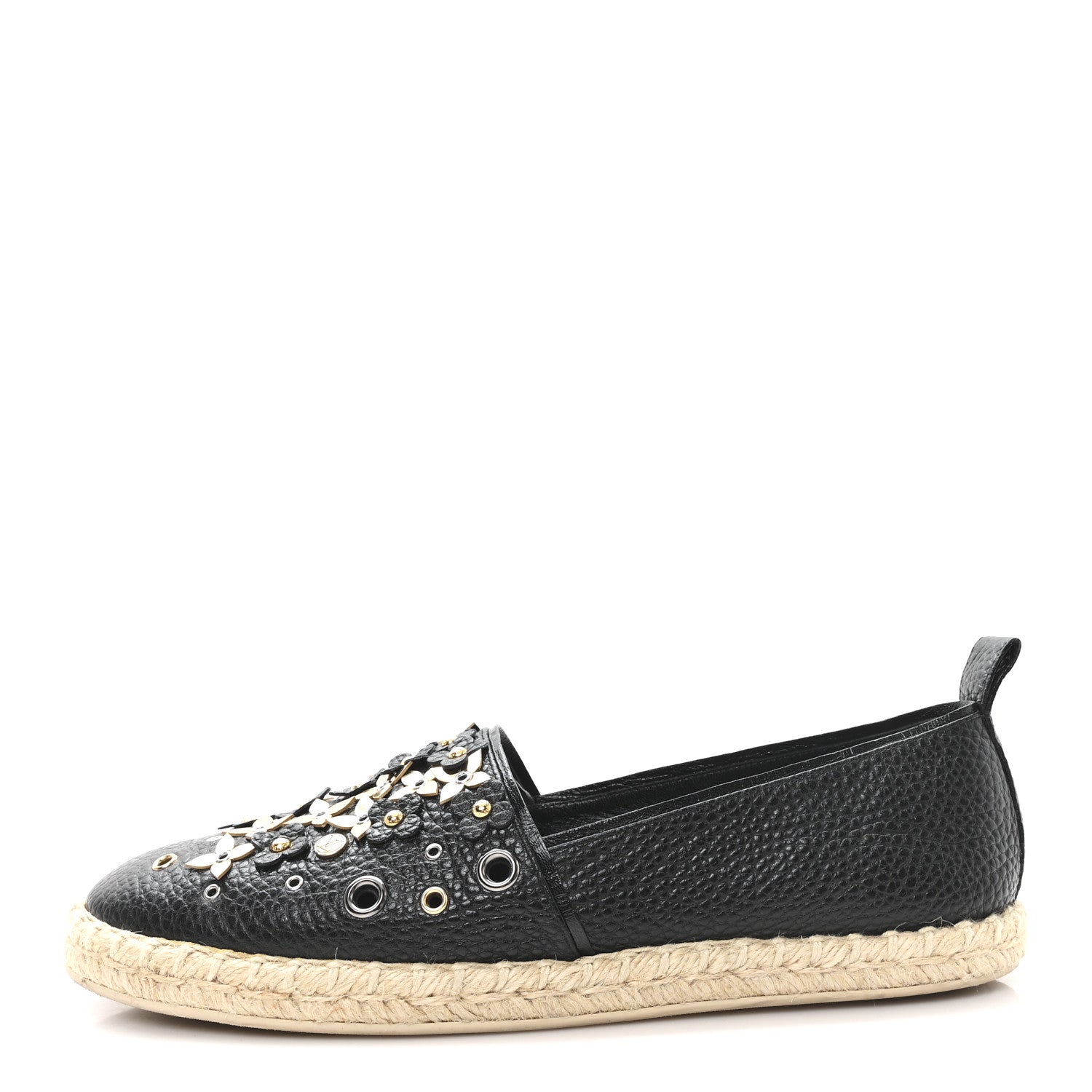 Louis Vuitton Calfskin Tropical Bloom Espadrille Flat 40 Black
