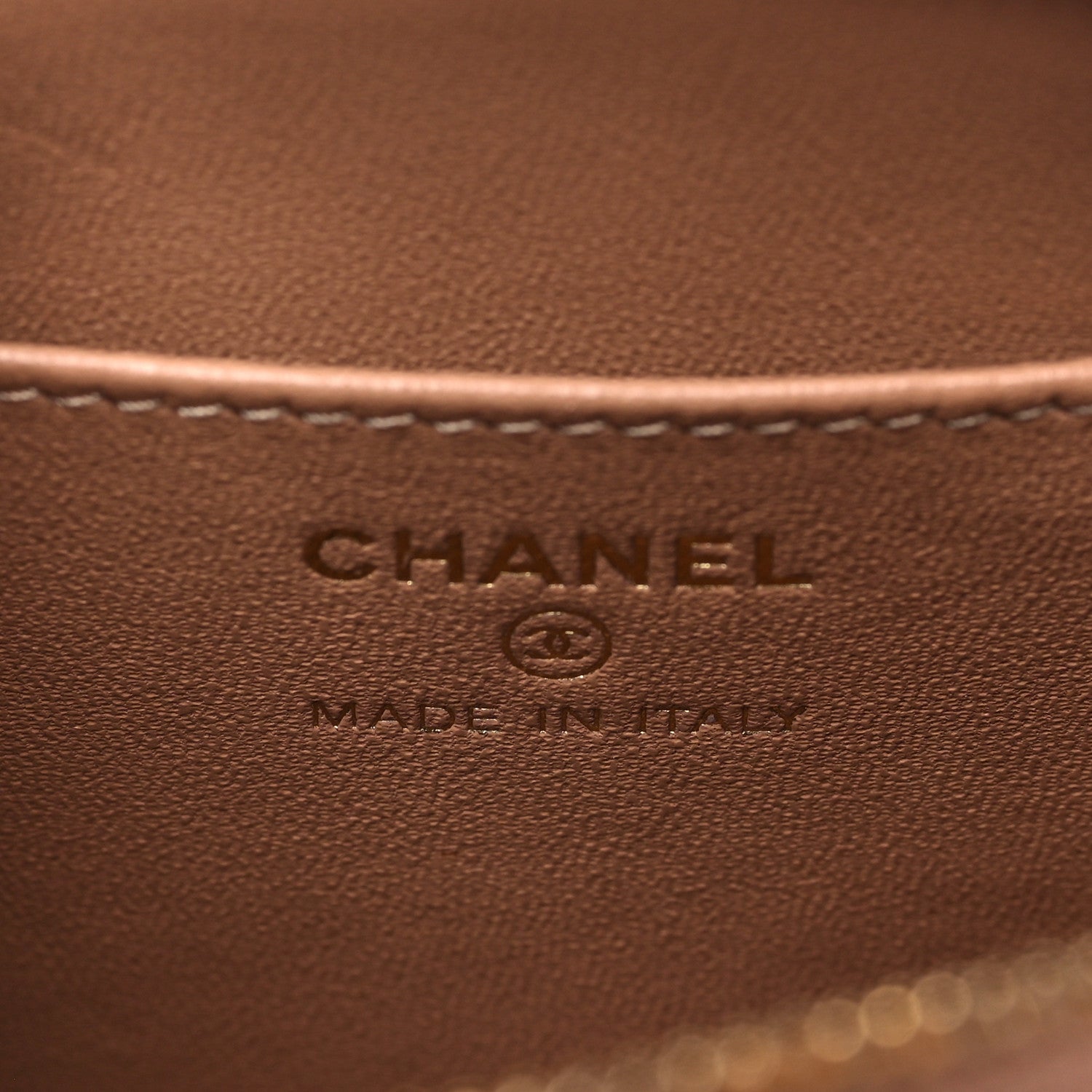 Chanel Shearling Quilted Shiny Coco Clutch With Chain Dark Beige