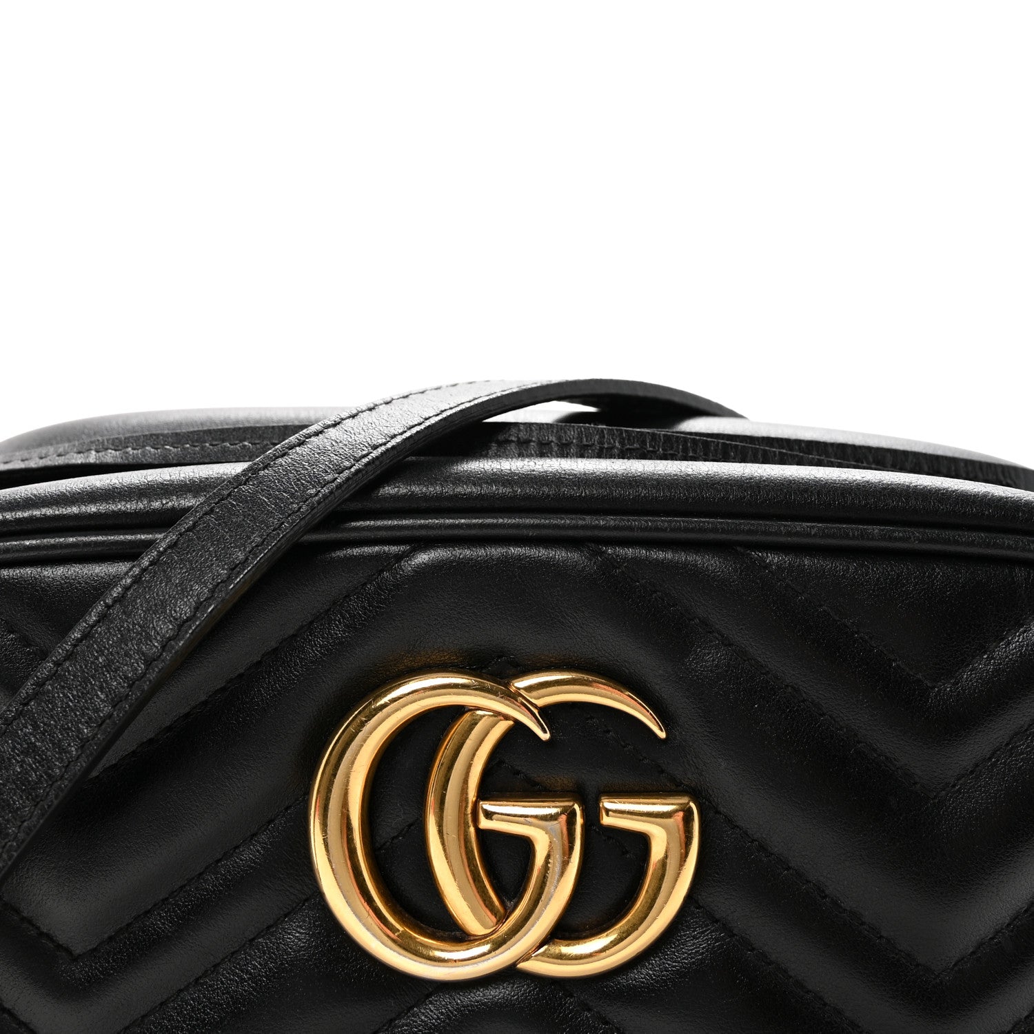 Gucci Calfskin Matelasse Small GG Marmont Chain Shoulder Bag Black
