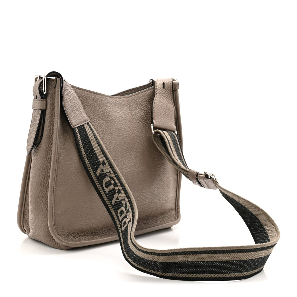 Prada Vitello Daino Soft Hobo Messenger Bag Argilla