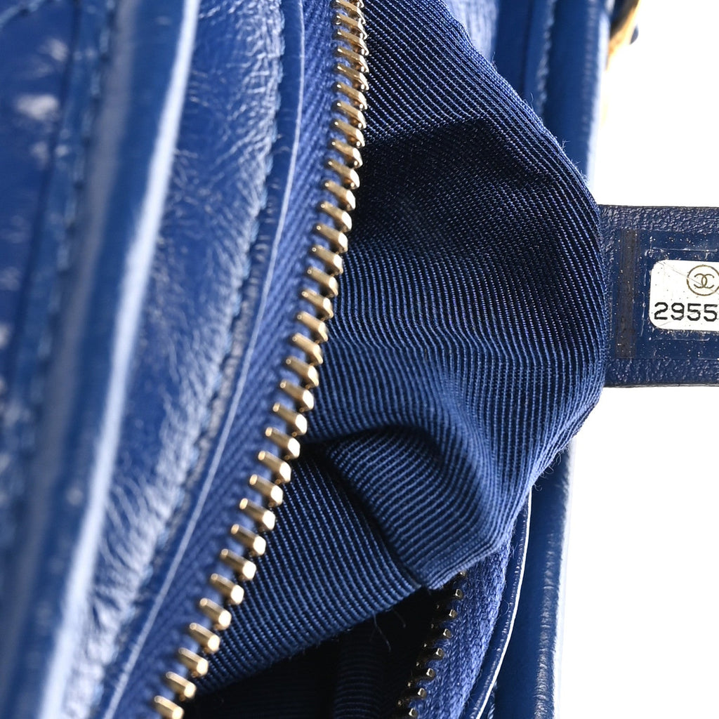 Chanel Aged Calfskin Quilted Medium Gabrielle Logo Hobo Blue