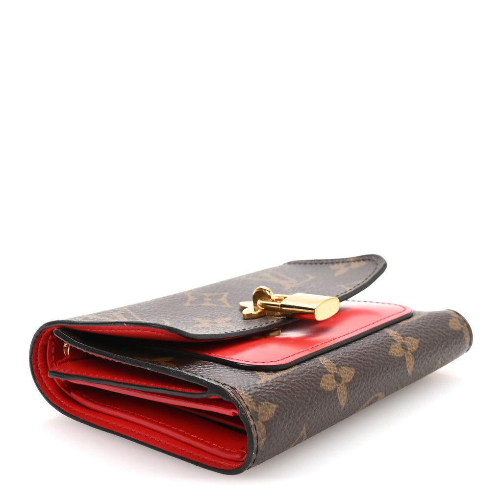 Louis Vuitton Monogram Flower Lock Compact Wallet Coquelicot