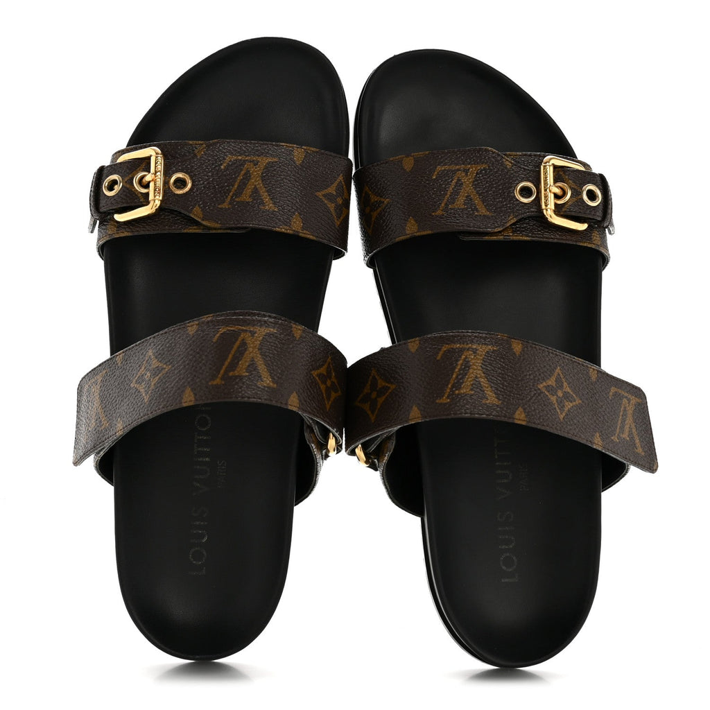 Louis Vuitton Monogram Bom Dia Mule Sandals 39 Black