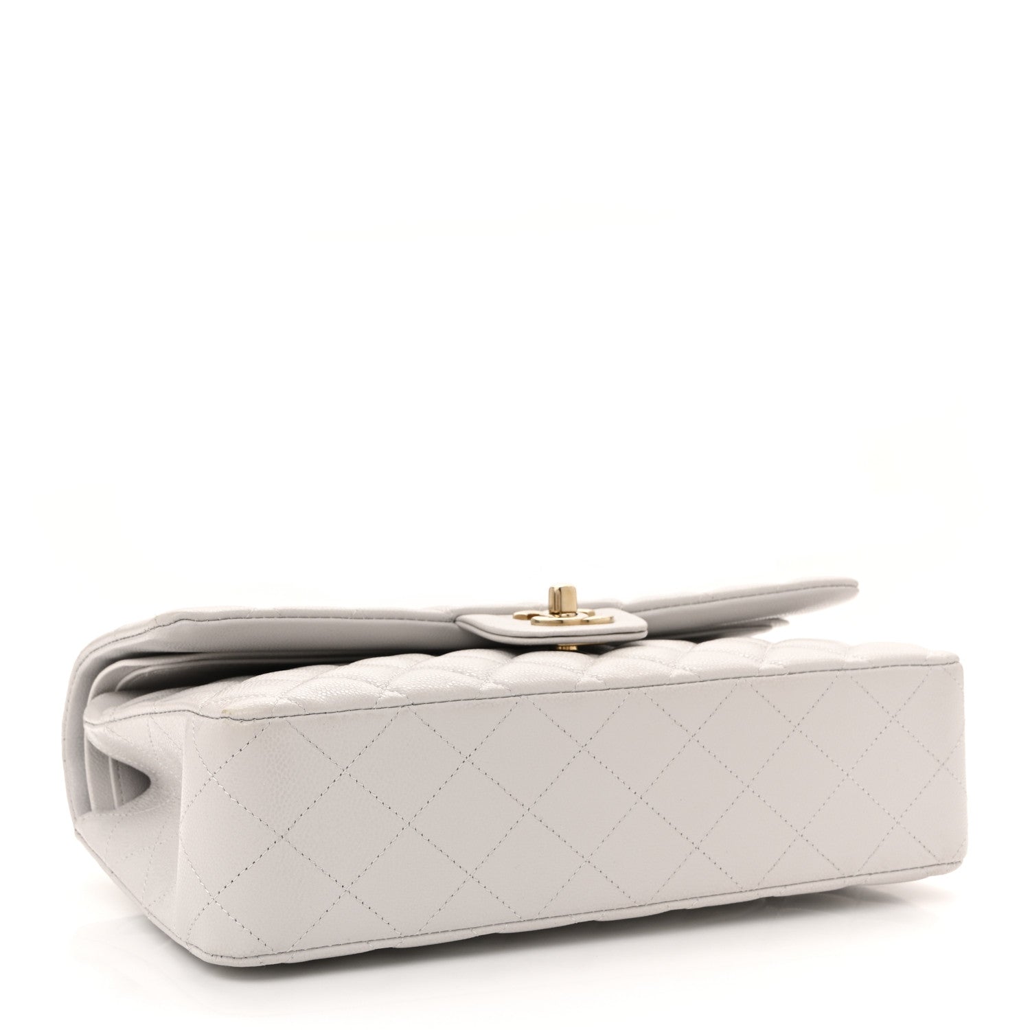 Chanel Caviar Quilted Medium Double Flap Light Grey
