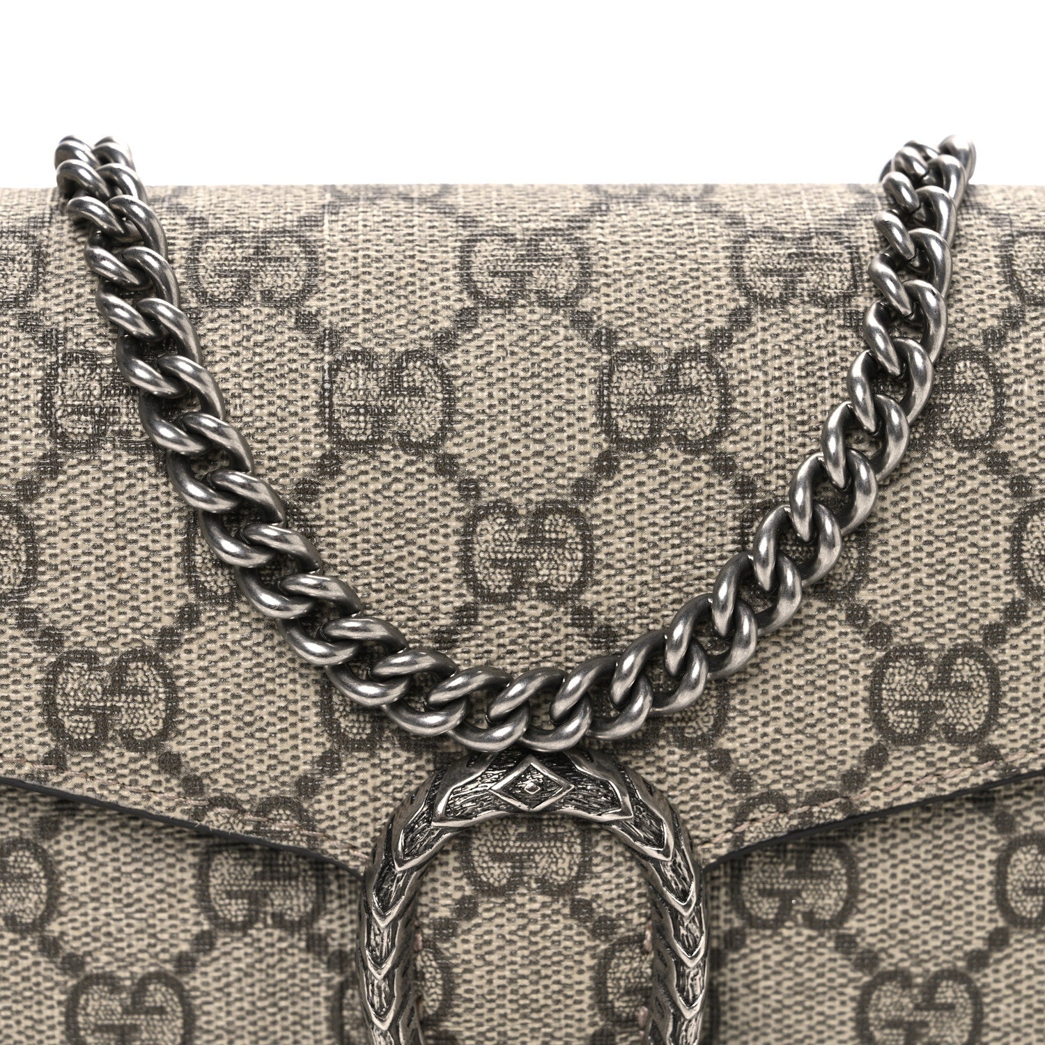 Gucci GG Supreme Monogram Mini Dionysus Chain Wallet Beige Taupe