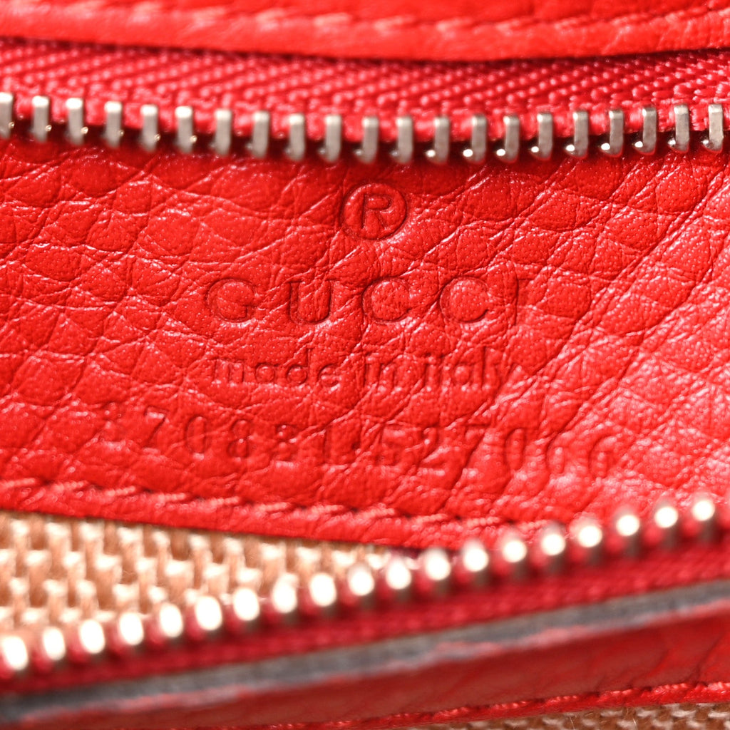 Gucci Cellarius Calfskin Small Bamboo Daily Top Handle Bag Hibiscus Red