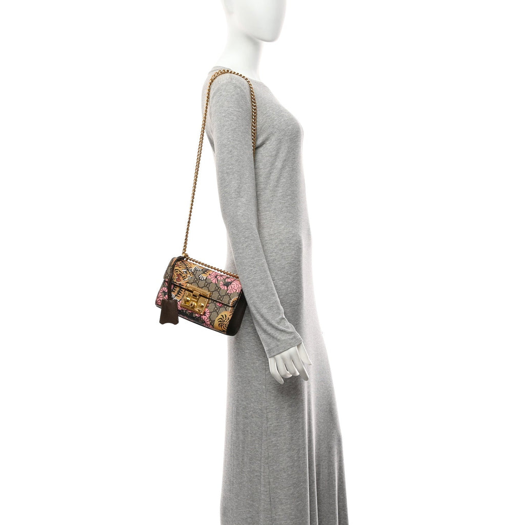 Gucci GG Supreme Monogram Bengal Small Padlock Shoulder Bag Beige Pink