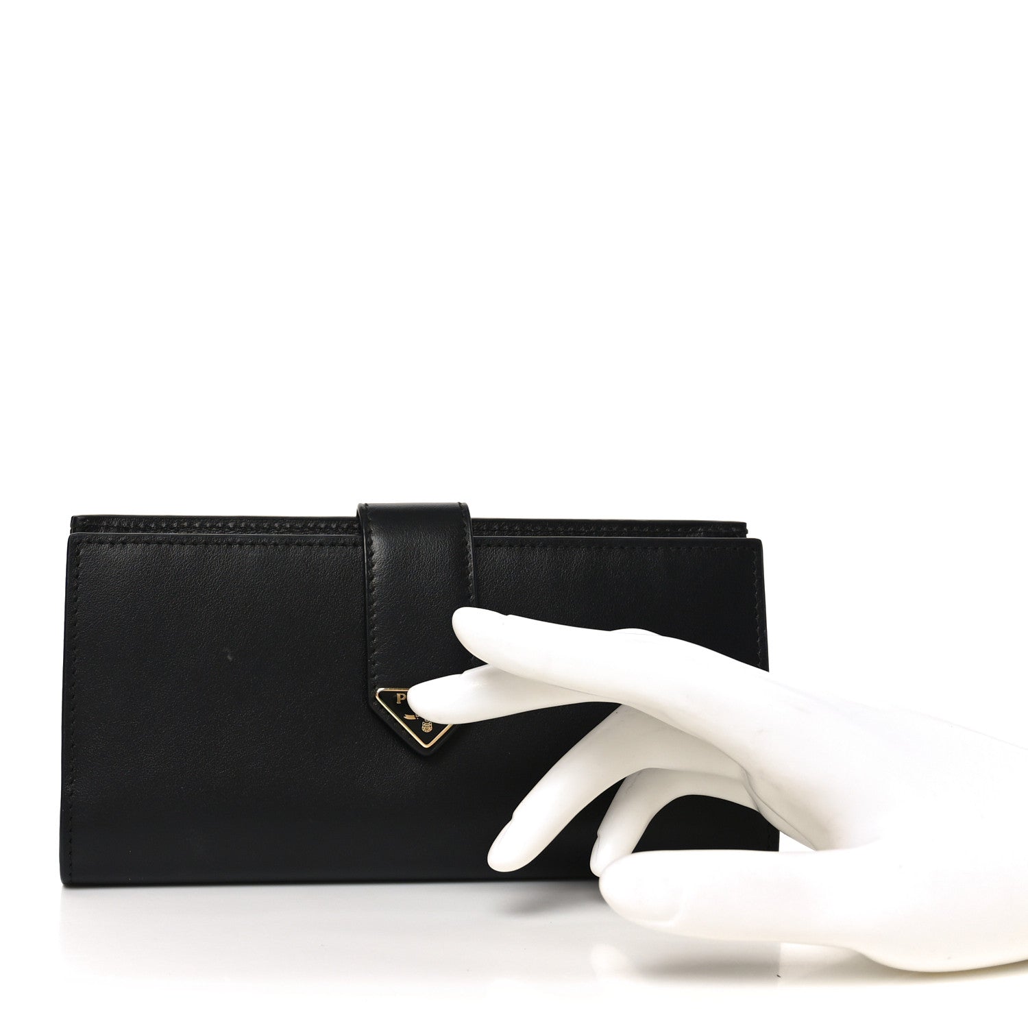 Prada Saffiano Calfskin Large Triangle Continental Wallet Black