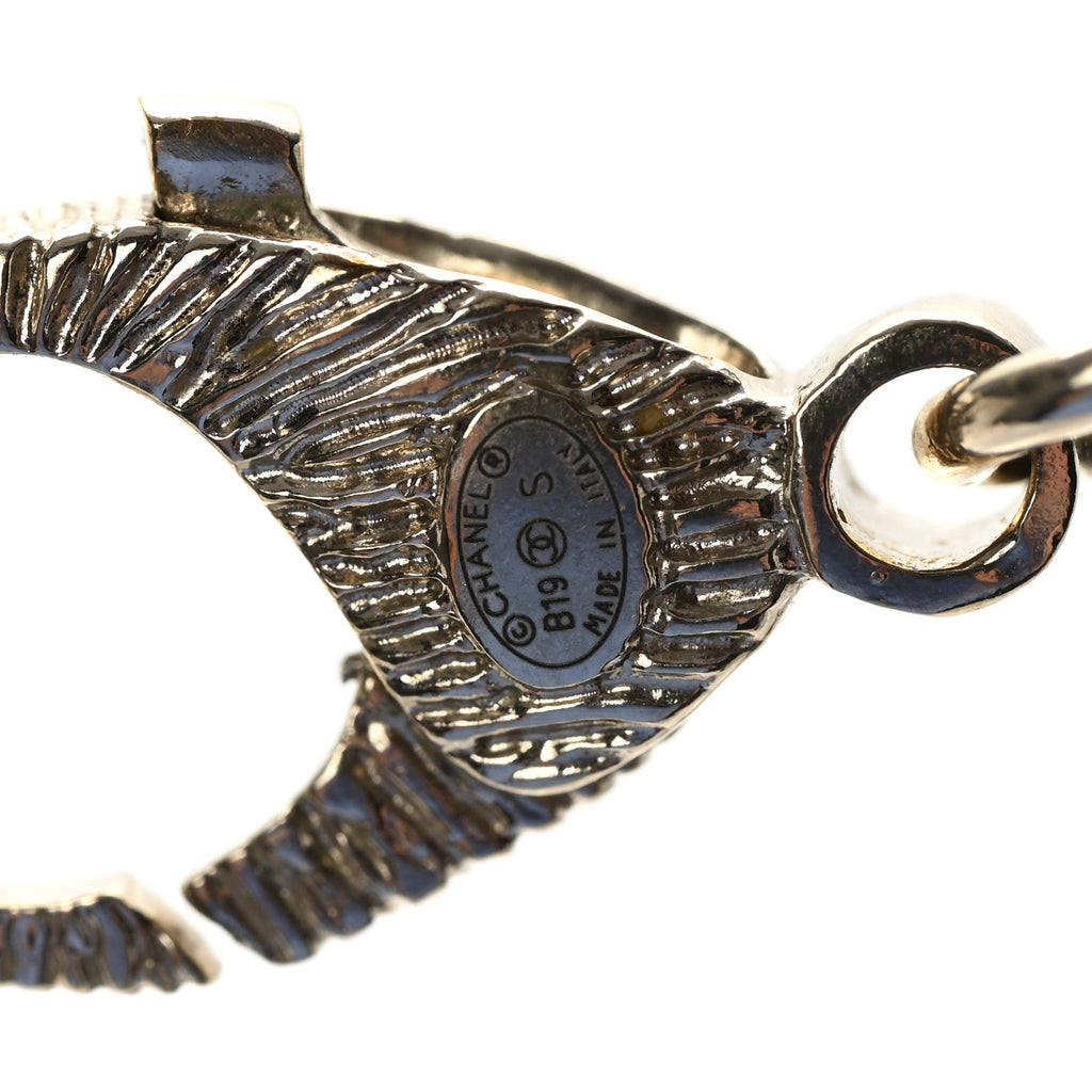 Pearl Crystal Cha-Nel Logo Necklace Gold