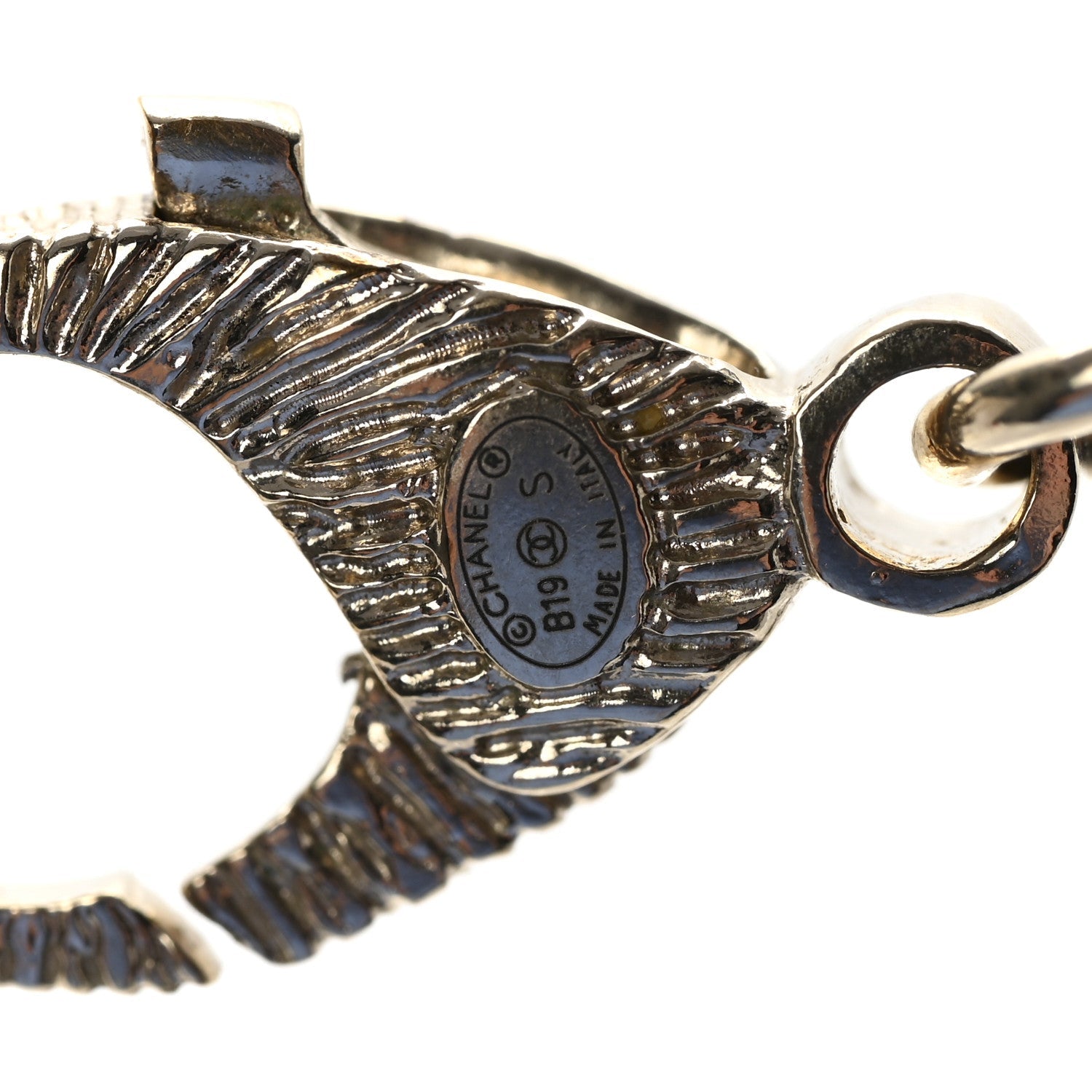 Pearl Crystal Cha-Nel Logo Necklace Gold