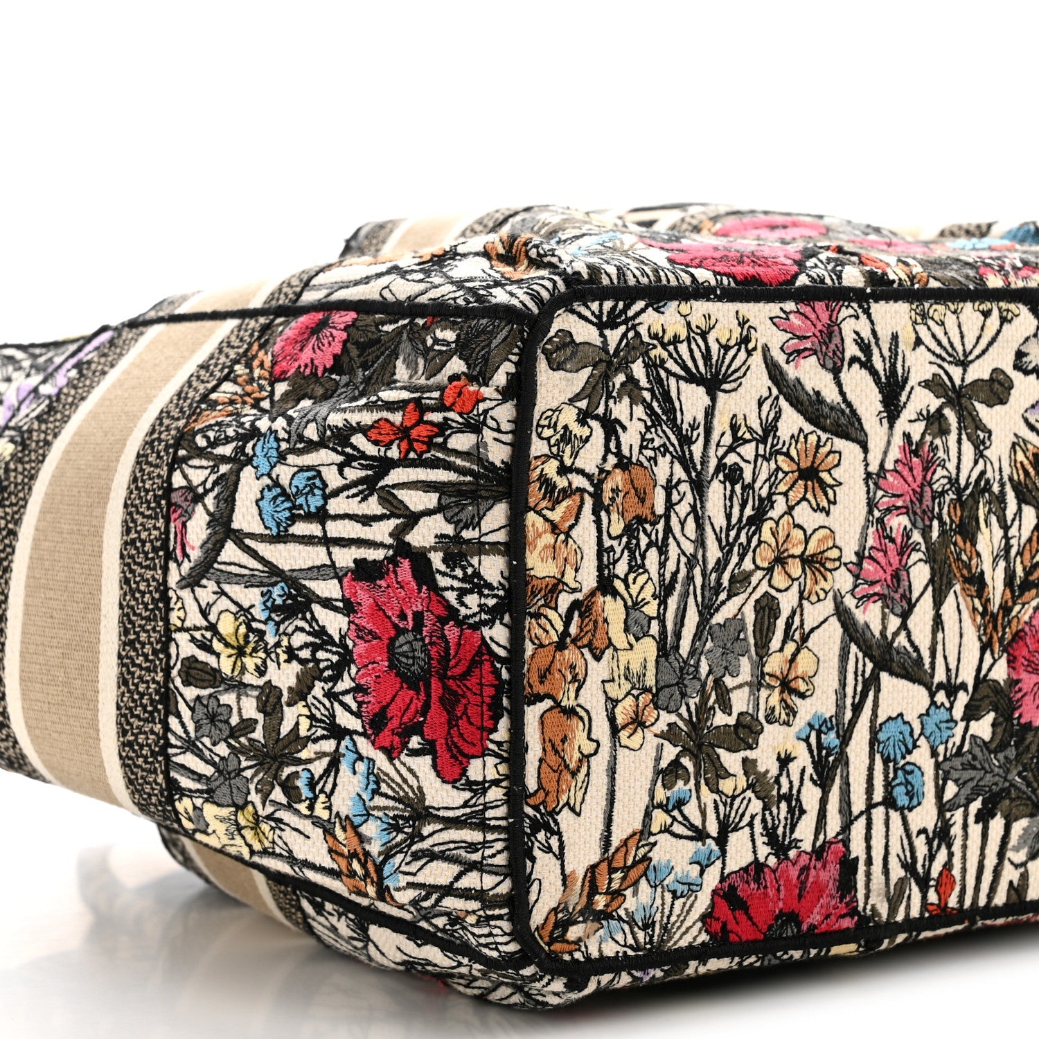 Christian Dior Canvas Embroidered Mille Fleurs Catherine Tote Multicolor