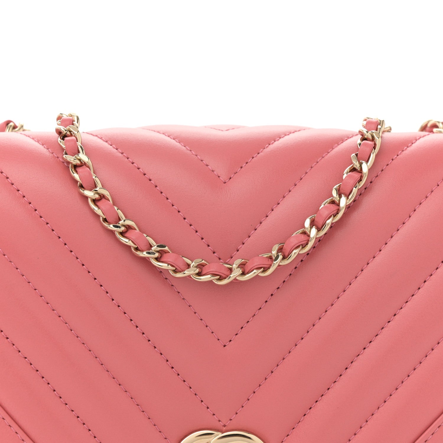 Chanel Calfskin Chevron Quilted Mini Statement Flap Pink