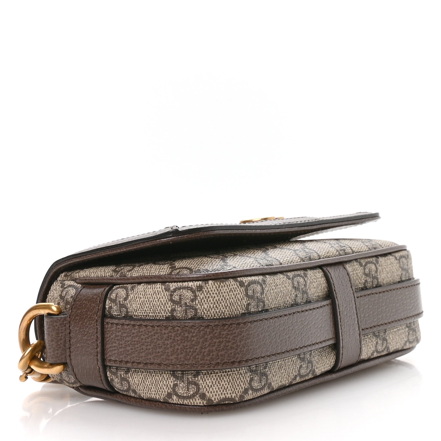 Gucci GG Supreme Monogram Web Mini Ophidia Flap Shoulder Bag Brown