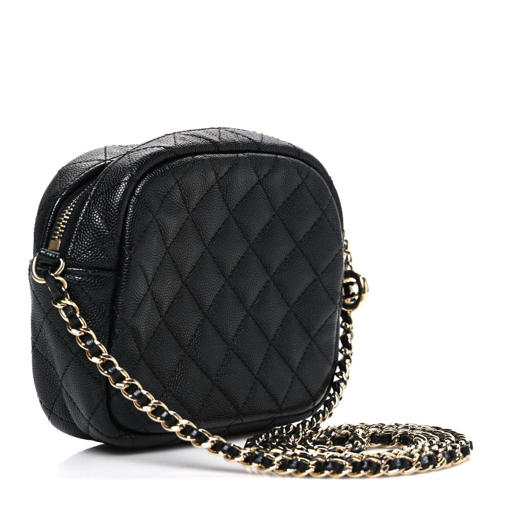 Chanel Caviar Quilted CC Day Camera Case Black