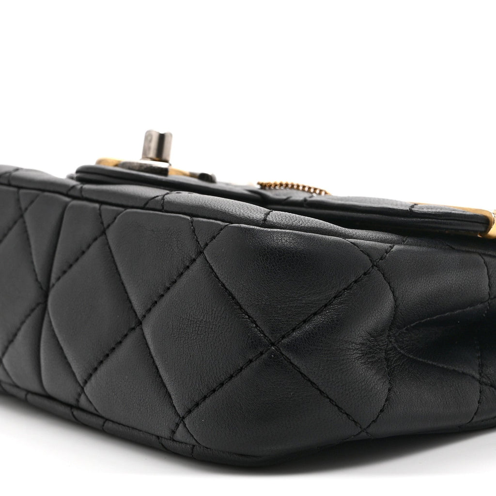 Chanel Lambskin Quilted Mini Coco Clips Single Flap Black