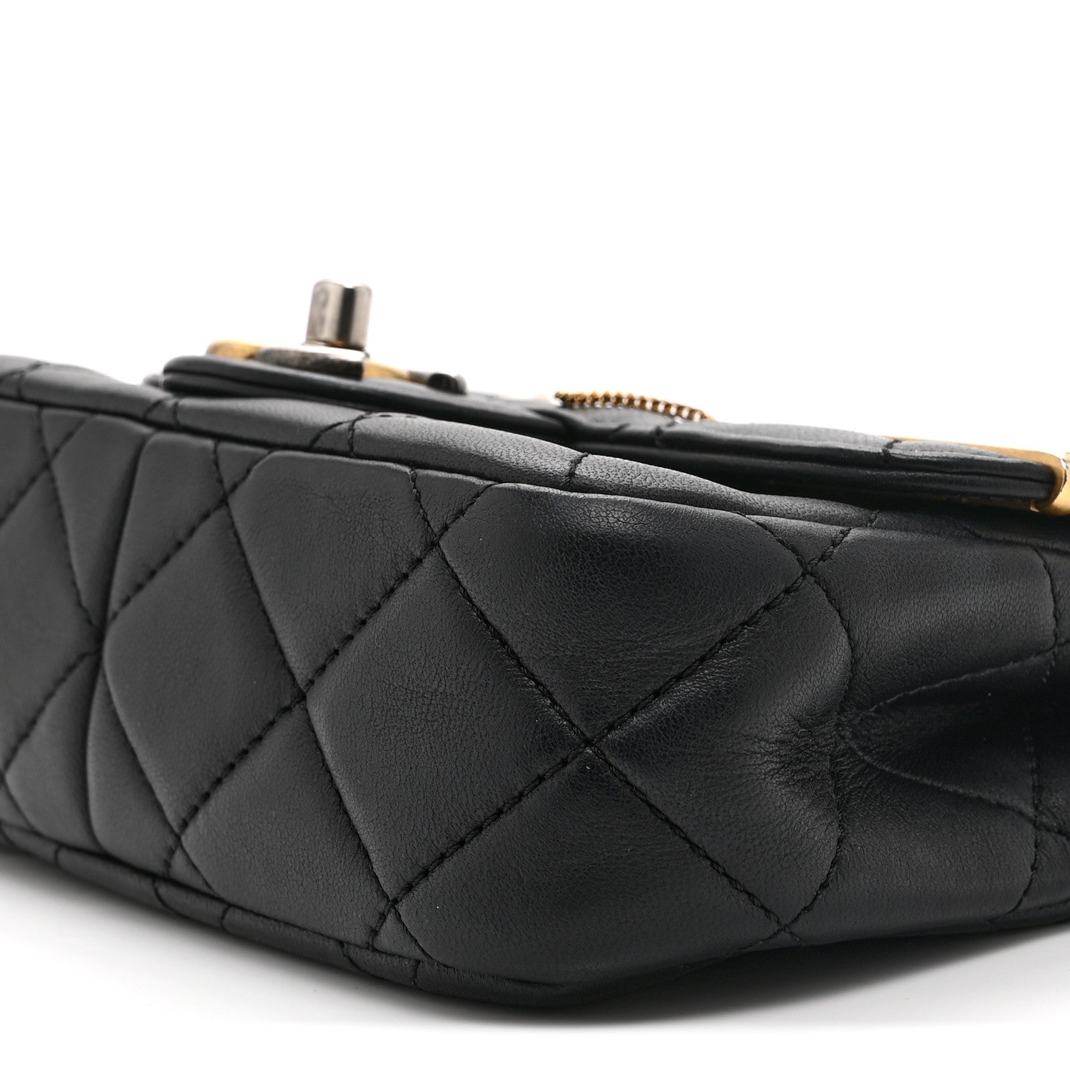 Chanel Lambskin Quilted Mini Coco Clips Single Flap Black