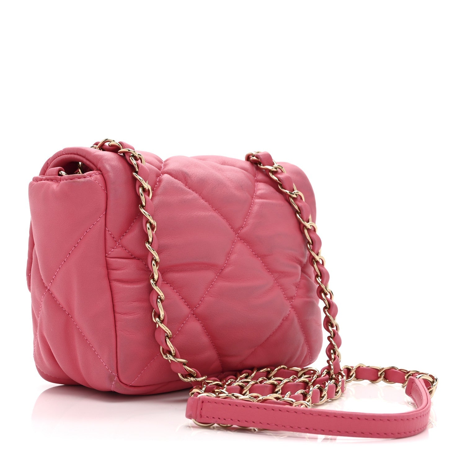 Chanel Calfskin Quilted Mini Square Bubbly Flap Pink