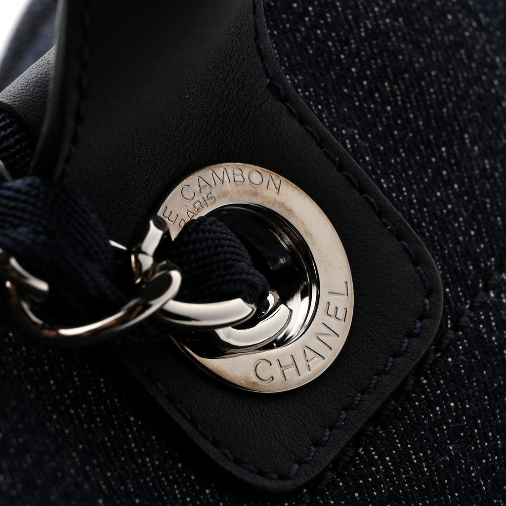 Chanel Denim Large Deauville Tote Dark Blue