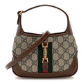 Gucci GG Supreme Monogram Azalea Calfskin Web Mini Jackie 1961 Hobo Beige Ebony Brown Sugar