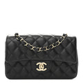 Chanel Lambskin Quilted Mini Rectangular Flap Black