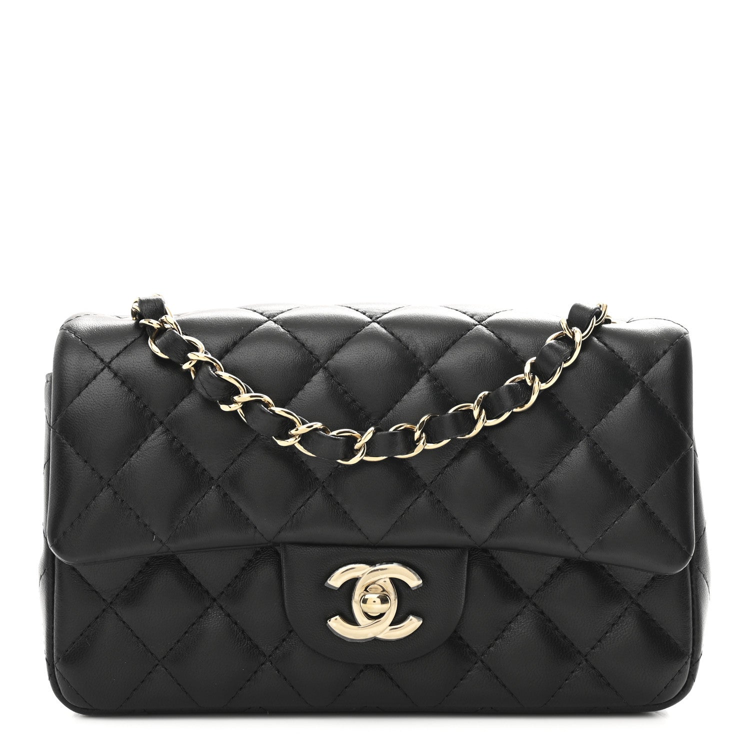 Chanel Lambskin Quilted Mini Rectangular Flap Black