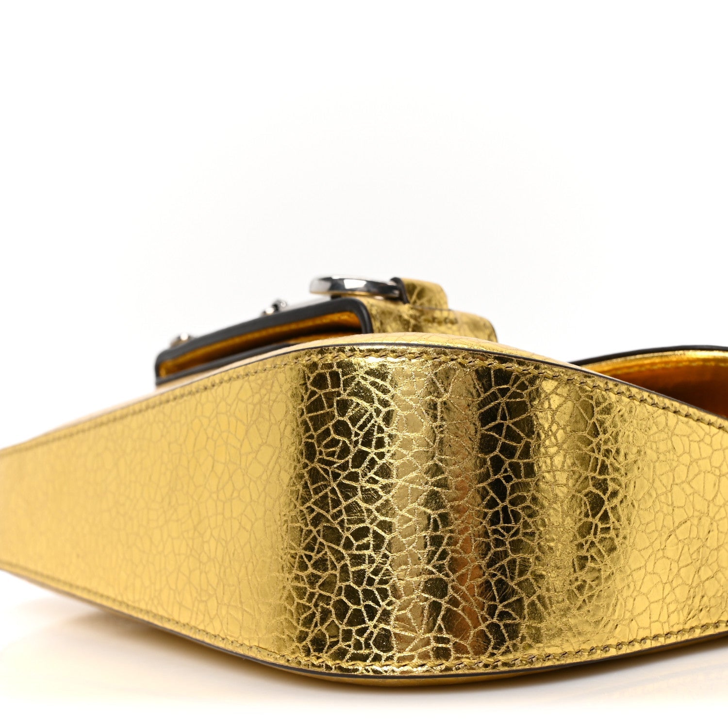 Gucci Metallic Demetra Mini Horsebit 1955 Asymmetric Shoulder Bag Gold