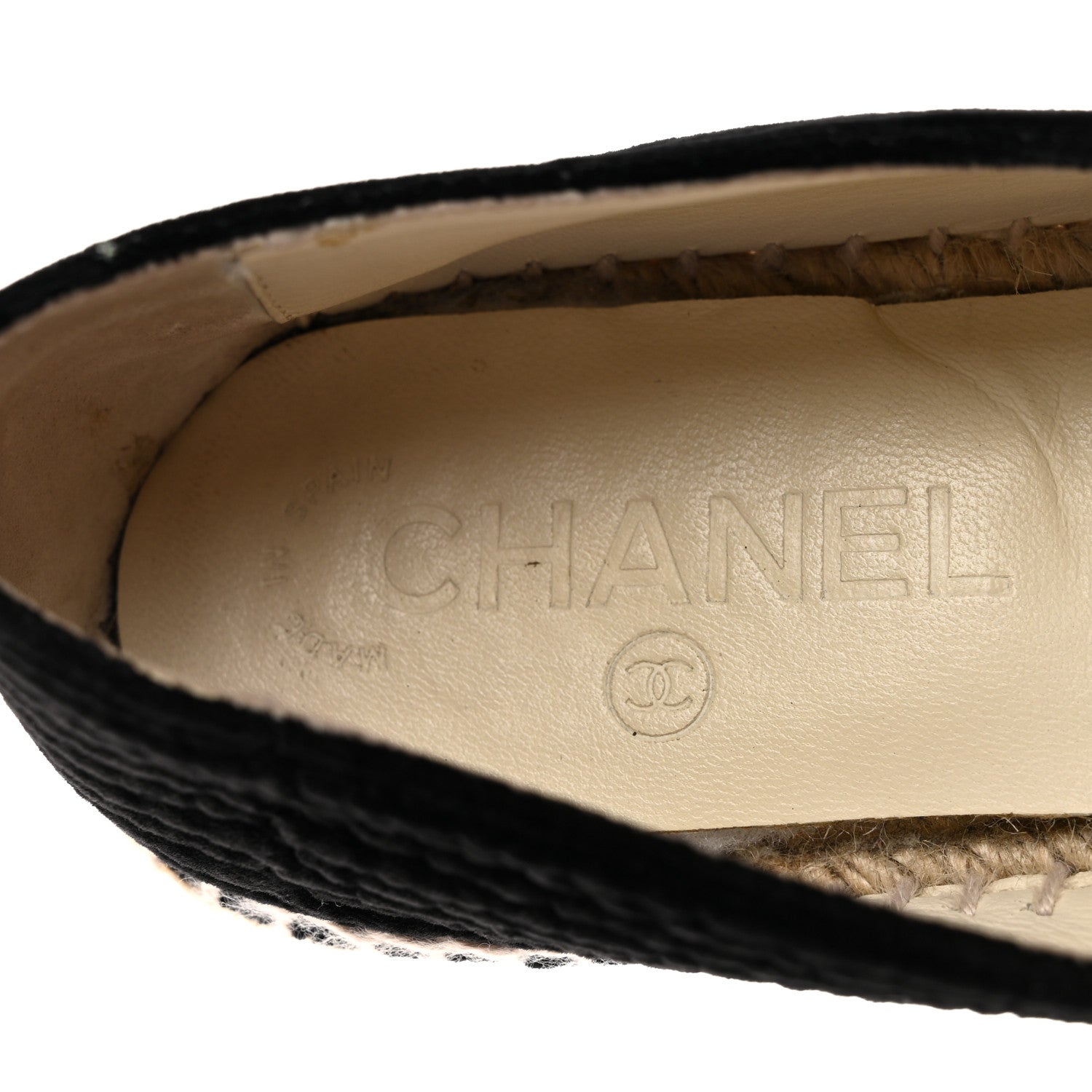 Chanel Velvet Grosgrain Quilted CC Espadrilles 35 Black