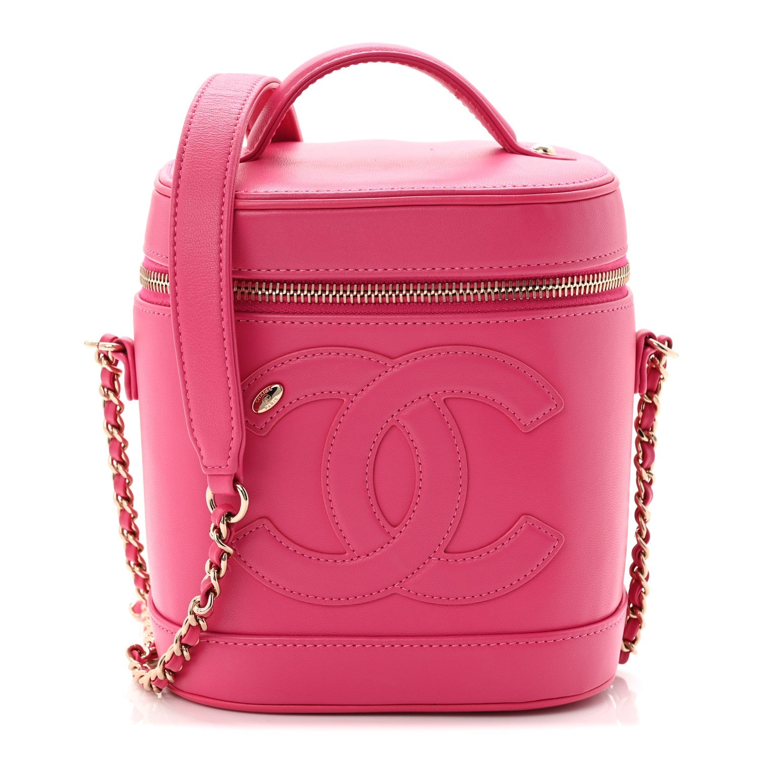 Chanel Lambskin Timeless Vanity Cosmetic Case Pink