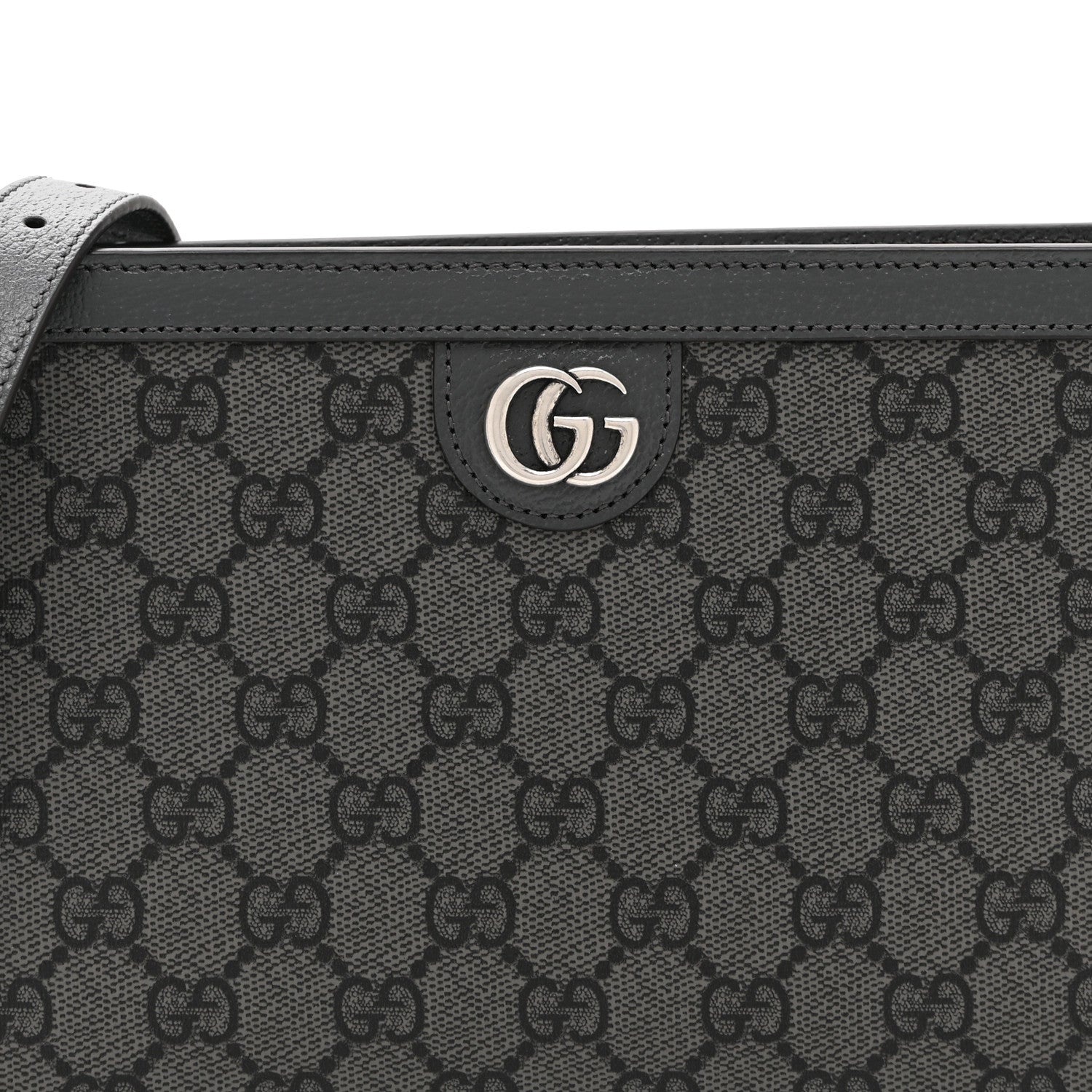 Gucci GG Supreme Monogram Textured Dollar Calfskin Web Small Ophidia Shoulder Bag  Grey Black Graphite Grey