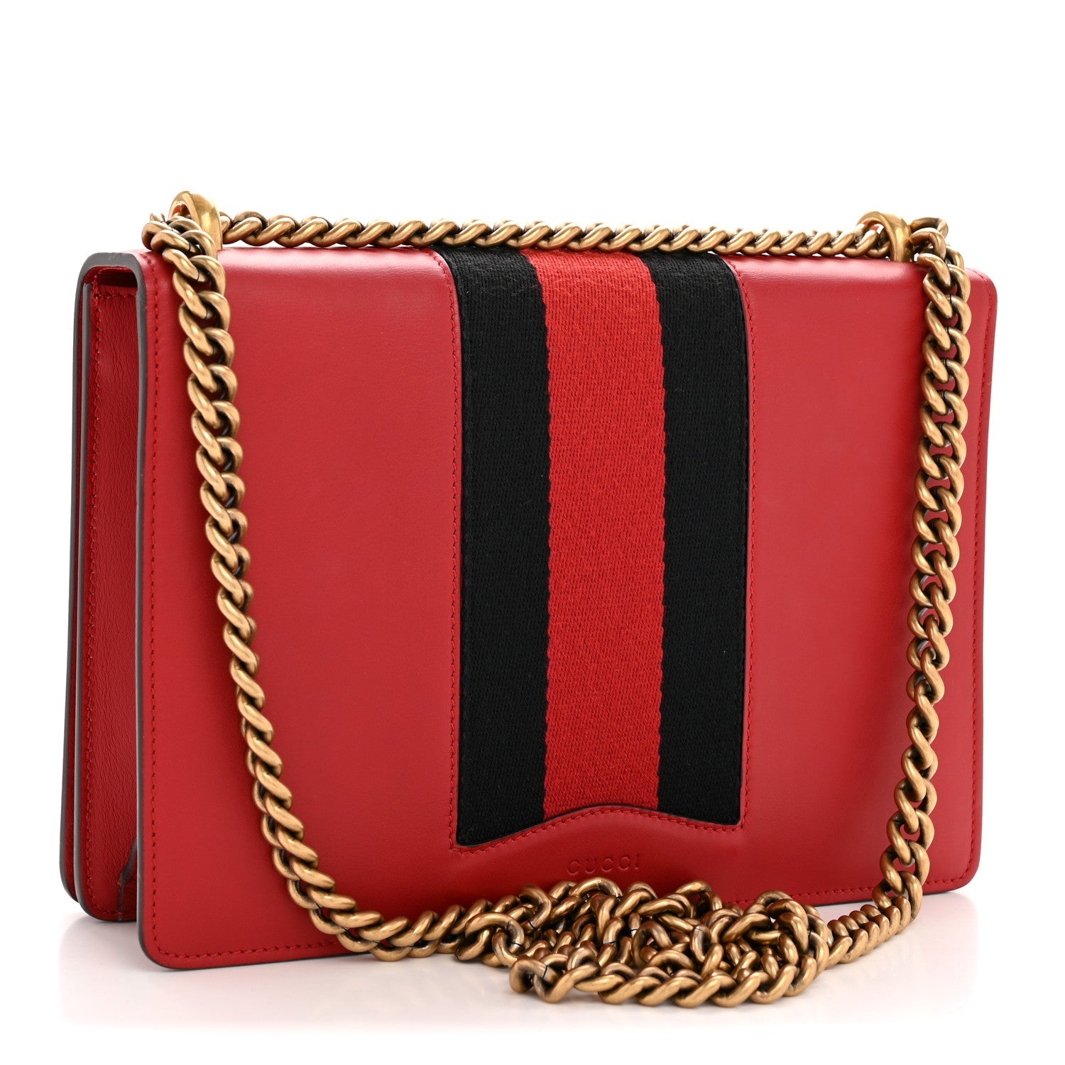 Gucci Calfskin Web Medium Peony Chain Shoulder Bag Red